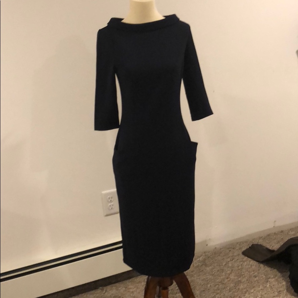 Boat neck collar work dress